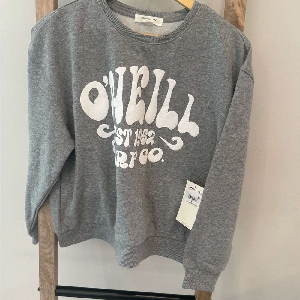 O'Neill Light Gray Girls Logo Sweatshirt NWT XL